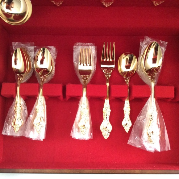 Vintage gold plated 29 piece cutlery set - Picture 2 of 15